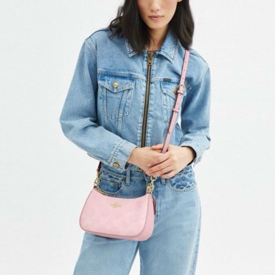 Coach Teri Shoulder Bag – Pink Signature Canvas | Premium Quality Handbag