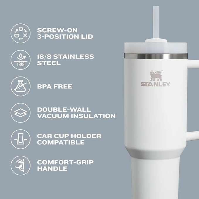 STANLEY Quencher H2.0 Flow State Tumbler, 40 oz, Black Chroma