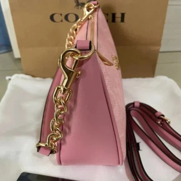 Coach Teri Shoulder Bag In Signature Canvas CV933 Dusty Pink